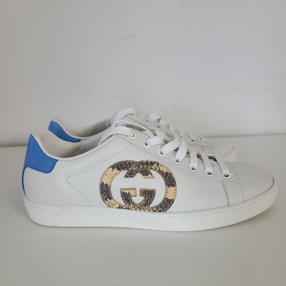 GUCCI Low-Top Sneakers ACE calfskin python leather - Picture 3 of 10